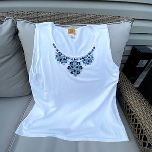White Top with Beaded Neckline